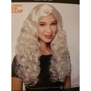 Adult Costume Wigs White Long Curly Hair Wig NEW